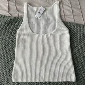 Brandy Melville Cream Ribbed Tank Top